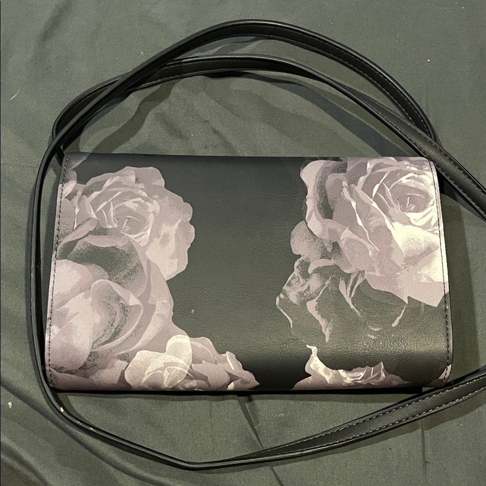 Elegant Black and Purple Floral Women's Bag - Picture 4 of 4